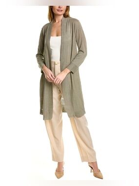 Lafayette 148 ny 100% linen black Open Front Long Cardigan jacket sweater 12/L